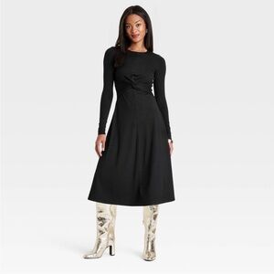 NEW a new‎ day Black Twist-Front Midi Dress